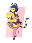 absurd_res animal_crossing ankha_(animal_crossing) anthro belt big_breasts big_butt bottomwear bouncing_breasts bow_ribbon bra breasts butt clothing cosplay domestic_cat dress felid feline felis female fingerless_gloves footwear gloves goddess_of_victory:_nikke grumpy handwear hi_res huge_breasts legwear mammal nintendo panties raki_boi ribbons shoes short_stack skirt solo stockings tail thick_thighs underwear