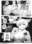 2018 big_breasts big_nipples blush bodily_fluids breasts chromapan comic dialogue dildo electronics english_text felid female hi_res inverted_nipples mammal masturbation monochrome nipples orgasm penetration phone pouting profanity seductive sex_toy sex_toy_in_pussy sex_toy_insertion solo sweat text url vaginal vaginal_masturbation vaginal_penetration