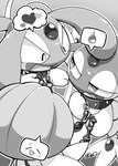 ambiguous_gender azelf bodily_fluids chain chained_together collar collar_only digital_media_(artwork) feral generation_4_pokemon group head_gem heart_symbol hi_res lake_guardians legendary_pokemon legendary_trio mesprit monochrome nettsuu nintendo nude open_mouth pokemon pokemon_(species) restraints signature simple_background speech_bubble sweat tail trio uxie