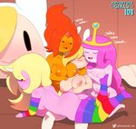 absurd_res adventure_time anthro big_breasts big_butt blush breasts butt cartoon_network elemental_creature equid equine female female/female fionna_the_human fire fire_creature flame_princess flaming_hair food food_creature food_hair food_humanoid group hi_res horn human humanoid lady_rainicorn mammal mythological_creature mythological_equine mythology navel nipples princess_bubblegum pseudo_hair rainicorn somescrub unicorn