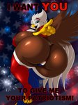 2024 4th_of_july 5_fingers accipitrid accipitriform american_eagle anthro avian bald_eagle beak big_breasts big_butt biped bird breasts butt clothing conditional_dnp digital_media_(artwork) eagle english_text eyebrows eyelashes feet female fingers hi_res holidays huge_breasts i_want_you legwear liberty_(suirano) open_beak open_mouth outside sea_eagle solo suirano text toes