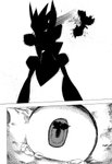 black_and_white blood bodily_fluids comic extreme_close-up eye_reflection fennekin generation_2_pokemon generation_6_pokemon glistening glistening_eyes hi_res lir_(icma) makotoo mel_(icma) monochrome nintendo pmd:_icma pokemon pokemon_(species) pokemon_mystery_dungeon reflection right_to_left scizor silhouette spike_chunsoft tears