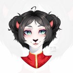 1:1 asian_clothing bear black_hair chinese_clothing chinese_dress clothed clothing dress east_asian_clothing eyeshadow female fu2fu2 fur giant_panda green_eyes hair hi_res lipstick makeup mammal red_eyeshadow red_lipstick short_hair smile solo white_body white_fur