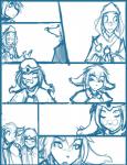 2015 basitin blue_and_white cape clothing comic conditional_dnp duo eyewear female glasses human keith_keiser lynn_(twokinds) madelyn_adelaide male mammal monochrome outside simple_background sketch tom_fischbach twokinds white_background