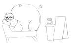 2019 anthro bear big_breasts big_butt black_and_white breasts butt chaise_lounge clothing container cotton_tail crossed_arms digital_drawing_(artwork) digital_media_(artwork) dress eleanor_(maddeku) eye_through_hair eyelashes eyelashes_through_hair fart fart_cloud fat_arms female fingers grin hair hi_res huge_butt hyper hyper_butt jar maddeku mammal monobutt monochrome morbidly_obese morbidly_obese_anthro morbidly_obese_female obese obese_anthro obese_female overweight overweight_anthro overweight_female pedestal round_ears round_tail sharp_teeth sign simple_background sketch small_head smile solo teeth translucent translucent_hair white_background