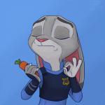 1:1 2016 anthro carrot claws clothing disney eyes_closed female firefoxproject food fur gesture grey_body grey_fur hand_gesture judy_hopps just_right lagomorph leporid mammal meme ok_sign pen pink_nose plant police police_badge police_uniform rabbit reaction_image simple_background solo the_emperor's_new_groove uniform vegetable zootopia