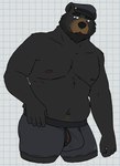 2024 5_fingers anthro balls barely_visible_balls barely_visible_genitalia barely_visible_penis bear beard belly biped black_bear black_body black_eyebrows black_fur black_nose blue_clothing blue_eyes blue_underwear body_hair boxers_(clothing) brown_body brown_fur bulge checkered checkered_background clothed clothing digital_drawing_(artwork) digital_media_(artwork) dimitri_popov echo_(series) echo_project eyebrows facial_hair fingers fur genitals hand_on_leg hand_on_thigh happy_trail hat headgear headwear hi_res humanoid_genitalia humanoid_penis looking_down male male_anthro mammal multicolored_body navel nipples overweight overweight_anthro overweight_male partially_clothed partially_clothed_male pattern_background pecs peeking_penis penis pink_nipples portrait russian simple_background smile solo soviet_union standing the_smoke_room thick_thighs three-quarter_portrait underwear unsafescapewolf ursine vein veiny_penis white_background white_sclera