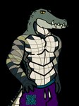 3:4 alpha_channel anthro crocodilian gamekun male muscular muscular_male reptile scalie solo