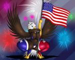 2016 4th_of_july 5:4 accipitrid accipitriform american_eagle american_flag anthro avian bald_eagle beak big_breasts bird blue_eyes breasts camel_toe canton claws cleavage clothed clothing conditional_dnp crouching curvy_figure eagle feathered_wings feathers female fireworks flag flag_(object) flag_background flagpole hi_res holding_flag holding_object holidays legwear liberty_(suirano) looking_at_viewer navel nipple_outline non-mammal_breasts sea_eagle skimpy smile solo spread_legs spread_wings spreading suirano thick_thighs thigh_highs toe_claws united_states_of_america voluptuous wings