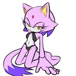 1:1 anthro barefoot black_clothing blaze_the_cat clothing eyelashes featureless_feet feet felid feline female fixstern_star hair_down half-closed_eyes hi_res long_eyelashes mammal multicolored_body narrowed_eyes sega solo sonic_the_hedgehog_(series) swimwear tail two_tone_body