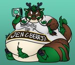 anthro dessert dragon eastern_dragon food fur green_body green_fur ice_cream morbidly_obese mythological_creature mythological_scalie mythology obese overweight overweight_anthro paws pteri_(artist) scalie whiskers