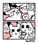 2024 ambiguous_gender blush blush_lines border comic dialogue duo english_text exclamation_point explicitly_stated_consent feral feral_on_feral front_view generation_1_pokemon hand_holding imminent_sex looking_at_another looking_at_viewer nintendo notpcd pikachu pink_background pokemon pokemon_(species) side_view signature simple_background sketch speech_bubble text white_border