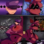 2024 animatronic anthro areola bent_over big_breasts big_butt blush breasts butt butt_grab canid canine clothed clothing comic crossgender derocrossh digital_drawing_(artwork) digital_media_(artwork) doggystyle door_slam english_text eye_patch eyewear female five_nights_at_freddy's fox foxy_(fnaf) from_behind_position fur genitals hair hand_on_butt hi_res hook hook_hand huge_breasts huge_butt human knocked_down machine male mammal mike_schmidt nipples nude plap plap_(sound) questionable_consent red_body red_fur red_nipples robot scottgames sex size_difference smaller_male squish stuck surprise_sex surprised_expression tail text thick_thighs trapped wide_hips