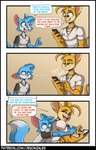 5_fingers anthro athletic athletic_anthro athletic_male cellphone clothed clothing comic dialogue digital_media_(artwork) domestic_cat duo ear_piercing ear_ring electronics english_text felid feline felis fingers fur hair hi_res holding_cellphone holding_object holding_phone humor jay-r jay-r_(character) leo_(jay-r) male mammal one_page_comic open_mouth phone piercing profanity ring_piercing shirt smartphone smile speech_bubble tail text topwear url