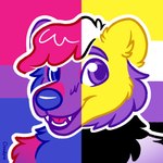 1:1 2021 ambiguous_gender anthro bear bisexual_pride_colors brown_bear bust_portrait clip_studio_paint_(artwork) cloudpie conditional_dnp daitarou_hirogami digital_drawing_(artwork) digital_media_(artwork) eyebrows fangs fur hair icon lgbt_pride lgbt_pride_month mammal nonbinary_pride_colors open_mouth open_smile outline portrait pride_color_background pride_colors restricted_palette simple_background smile snout solo teeth tongue ursine ussuri_brown_bear white_outline