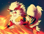 ambiguous_gender arcanine breath_powers canid canine elemental_manipulation feral fire fire_breathing fire_manipulation fur generation_1_pokemon kiwie mammal nintendo open_mouth orange_body orange_fur pokemon pokemon_(species) quadruped red_eyes restricted_palette solo striped_body striped_fur stripes tail white_body white_fur