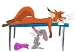 anthro canid canine disney fellatio female fox hi_res jrxt judy_hopps knot lagomorph leporid male male/female mammal milking_table nick_wilde oral penile rabbit red_fox sex true_fox zootopia