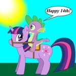 1:1 adobe_illustrator_(artwork) anthro bridle dialogue digital_drawing_(artwork) digital_media_(artwork) dragon duo english_description english_text equid equine female feral friendship_is_magic gradient_background grass hasbro hi_res horn horse kuba18i male mammal my_little_pony mythological_creature mythological_equine mythological_scalie mythology outside plant pony reins riding_on_back saddle scalie simple_background sky speech_bubble spike_(mlp) sun tack text twilight_sparkle_(mlp) unicorn