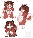 2019 all_fours anthro begging begging_pose belly big_belly black_ears blue_eyes blush bodily_fluids brown_body brown_fur brown_hair brown_tail canid canine canis closed_smile clothed clothing collar dated domestic_dog female front_view fur glistening glistening_eyes hair hi_res lactating lingerie mammal mouth_closed nipples nude panties pink_clothing pink_collar pink_panties pink_underwear pose pregnant pregnant_anthro pregnant_female red_nipples side_view signature simple_background skimpy smile solo standing tail tiggybloom underwear white_background white_body white_fur white_tail