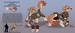 2024 adalore armor brown_body brown_fur canid canine canis claws english_text eye_scar facial_scar fangs feral fur hi_res leather leather_armor mammal model_sheet nim_(razim) orange_eyes pawpads quadruped sabertooth_(anatomy) scar spiked_armor spikes tail tan_body tan_fur teeth text toe_claws wolf