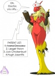 Rating: q
ID: 210529
Date: 2012-04-27 19:39:06 -0400
Status: active
Score: 42
2012 anthro anthrofied arms_bent avian bent_leg big_breasts biped bird blaziken blonde_hair blue_eyes breasts clipboard conditional_dnp dialogue digital_media_(artwork) directional_arrow dual_holding english_text female fur generation_3_pokemon hair hi_res holding_clipboard holding_object holding_pencil holding_writing_utensil huge_breasts humor information_box innuendo list medical name_list name_strikethrough nintendo nipples non-mammal_breasts non-mammal_nipples number numbered_list nurse on_one_leg one_calf_up orange_body orange_fur pencil_(object) pokemon pokemon_(species) pokemorph pun raised_calf raised_foot red_body red_fur simple_background smile solo speech_bubble standing straight_leg strikethrough text text_box writing_utensil yellow_body yellow_fur zp92 post #210529