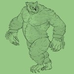 1:1 after_transformation anthro avian avian_feet awarebear bear belly bird chain claws cuff_(restraint) dungeons_and_dragons feathers green_background handcuffs hasbro hybrid looking_aside male mammal metal_cuffs muscular muscular_anthro muscular_male nude overweight overweight_male owl owlbear restraints sharp_teeth simple_background solo teeth walking werecreature wereowl wereursid wizards_of_the_coast