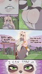 absurd_res anthro anzu_haga areola big_butt bite biting_lip blush breasts butt canid canine colored comic dialogue dreamy_pride english_text female green_eyes hi_res looking_at_viewer mammal pink_body raccoon_dog small_breasts solo tanuki text thick_thighs wide_hips