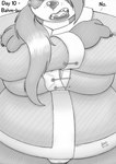 2015 amber_eyes anthro bahm-bu bear big_breasts breasts christmas christmas_clothing claws clothing drxii female giant_panda hi_res holidays huge_breasts mammal monochrome solo tagme teeth traditional_media_(artwork) undressing