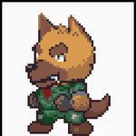 anthro benki_wars bottomwear brown_body brown_fur camo camo_bottomwear camo_clothing camo_print camo_topwear canid canine canis captain_dog clothing cubus_mundi digital_media_(artwork) domestic_dog fingerless_gloves fur german_shepherd gloves handwear herding_dog knee_pads low_res male mammal military_uniform object_in_mouth pastoral_dog pattern_bottomwear pattern_clothing pattern_topwear pixel_(artwork) simple_background smoke smoking solo standing topwear uniform white_background