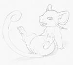 2015 claws female feral generation_1_pokemon genitals graphite_(artwork) looking_up lying mammal monochrome nintendo on_back open_mouth pokemon pokemon_(species) presenting presenting_pussy pussy rattata rodent simple_background sketch solo spread_legs spreading teeth traditional_media_(artwork) white_background yaroul