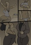 anise_(freckles) anthro big_breasts bottomwear breasts bulge butt clock clothed clothing comic equid equine fingers freckles_(artist) gynomorph herm_(lore) horse intersex jacket leggings legwear mammal pants solo stretching tail topwear under_boob underwear