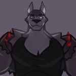 1:1 anthro black_body black_nose blind_eye canid canid_demon canine canis clothing demon ears_up eye_scar facial_scar fur grey_body grey_fur hellhound helluva_boss hi_res jacket looking_at_viewer male mammal misckass multicolored_body multicolored_fur muscular muscular_anthro muscular_male mythological_canine mythological_creature mythology notched_ear red_sclera scar shirt shoulder_pads solo spiked_shoulder_pads spikes topwear two_tone_body two_tone_fur vortex_(helluva_boss) white_eyes wolf