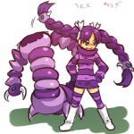 1:1 alternate_species cosplay drapion duo female generation_4_pokemon hair hitec human humanized mammal nintendo pokemon pokemon_(species) purple_hair simple_background white_background