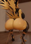 3d_(artwork) 3d_animation animated anthro anthrofied beak big_breasts big_butt biped breasts broken_furniture butt chair chair_breaking clothed clothing detailed_background digital_media_(artwork) female furniture generation_1_pokemon glistening glistening_butt glistening_thighs huge_butt inside legendary_pokemon looking_back nintendo pokemon pokemon_(species) pokemorph rear_view short_playtime sitting sitting_on_stool solo stool thick_thighs thong underwear xlkev yellow_body zapdos zapdos_(morethreedee)