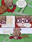 2012 3:4 anthro babystar biped clothing comic detailed_background dialogue digital_media_(artwork) duo english_text eyes_closed eyewear falling female fur gemma_polson glasses hair hi_res mammal rodent sciurid skinsuit text tight_clothing tree_squirrel zeezee_murdock