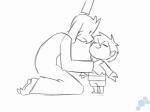 2d_animation 4:3 4_fingers ambiguous_gender animated anthro asriel_dreemurr boss_monster_(undertale) bovid caprine disney duo fangs fingers frame_by_frame frisk_(undertale) gravity_falls horn hug human long_ears male mammal potoobrigham short_playtime simple_background teeth undertale undertale_(series) white_background