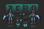 anthro aquamarine_eyes bioluminescence bioluminescent_eyes black_sclera blue_eyes canid canine delta_rune_(emblem) digital_media_(artwork) ears_up english_text felid feline fox fur fur_markings glowing glowing_markings glowing_nose glowing_tail glowing_tail_tip green_eyes grey_body grey_fur male mammal markings model_sheet mouthless ohlekaa ryanaltras_ocs shadow_creature solo symbol tail text undertale undertale_(series) unknown_species zero_(ryanaltra)