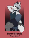 anthro bottomwear canid canine canis clothing ear_piercing ear_ring female helluva_boss hi_res legwear loona_(helluva_boss) mammal office office_lady piercing ring_piercing salvador_zabrali skirt solo tail wolf