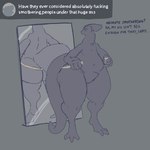 1:1 2024 3_toes 4_fingers ambiguous_gender anthro big_butt big_ears big_tail biped black_body black_fur black_tail butt dialogue digitigrade dimka_(itisd) ellipsis english_text featureless_crotch feet fingers front_view fur hi_res holding_object hyper itisd9 looking_back male_(lore) measuring measuring_butt mirror mirror_reflection mirror_selfie multiple_angles navel open_mouth profanity q&a question_mark rear_view reflection selfie solo standing tail tape_measure tape_measure_around_waist text toes tuft