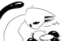 16:9 ambiguous_gender anthro black_and_white blood bodily_fluids digicat dragonweirdo duo felid feline hand_on_head hi_res holding_head looking_at_another mammal monochrome nosebleed politics shaking sweat tail vote widescreen