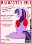 2016 absurd_res anthro anthrofied biped breasts broken_horn butt collar cover english_text equid equine fall_of_equestria female friendship_is_magic hasbro hi_res horn looking_at_viewer looking_back magazine_cover mammal my_little_pony mythological_creature mythological_equine mythology nude pocketed_wings profanity sitting solo stump_horn text theshadowstone twilight_sparkle_(mlp) unicorn