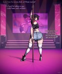 5:6 5_fingers big_butt biped black_hair butt clothed clothing collar dancing english_description english_text femboy fingers footwear hair hi_res high_heeled_sneakers high_heels human male mammal marty_(toby_art) pole pole_dancing shoes sneakers solo text toby_art