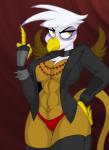 2018 abs anthro anthrofied avian beak belt big_breasts breasts brown_body brown_feathers cleavage clothed clothing collar digital_media_(artwork) feathered_wings feathers female friendship_is_magic gesture gilda_(mlp) gryphon hand_gesture hasbro jacket jrvanesbroek middle_finger my_little_pony mythological_avian mythological_creature mythology navel non-mammal_breasts panties purple_body purple_feathers solo spiked_collar spikes thong topwear torn_clothing underwear white_body white_feathers wings yellow_eyes