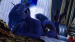 16:9 3d_(artwork) 4k absurd_res anthro anthrofied big_butt blue_body breasts butt clothing digital_media_(artwork) equid equine eyelashes female footwear friendship_is_magic garter_belt garter_straps hasbro hi_res high_heels horn looking_at_viewer loveslove lying mammal my_little_pony mythological_creature mythological_equine mythology on_front princess_luna_(mlp) pupils ring shoes solo unicorn widescreen