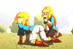 2017 2d_animation 3:2 all_fours animated biped blonde_hair blush butt butt_slap clothed clothing diives duo female fully_clothed gesture hair hand_gesture humanoid humanoid_on_humanoid humanoid_pointy_ears hylian kneeling link long_hair looking_back male male/female mammal nintendo not_furry princess_zelda short_playtime slap smile smiling_at_viewer spanking the_legend_of_zelda thumbs_up