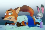 2024 3:2 all_fours anthro arm_support bent_over big_ears biped black_nose blush bodily_fluids bottomless bottomless_anthro bottomless_male canid canine clenched_teeth clothed clothing disney doctor duo european_rabbit female female_anthro fluffy fluffy_tail forward_arm_support fox fur glove_snap gloves green_eyes grey_body grey_fur handwear hi_res imminent_anal judy_hopps lagomorph latex latex_clothing latex_gloves latex_handwear leporid looking_pleasured lube male male/female male_anthro mammal medical medical_examination medical_gloves nervous nick_wilde orange_body orange_fur oryctolagus patient pink_ears pink_nose prostate_exam purple_eyes rabbit raised_tail red_fox simple_background sweat tail teeth true_fox zigrock001 zootopia