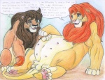 2008 arthos belly big_belly comic dialogue digitigrade duo english_text felid feral leovictor lion male mammal pantherine pregnant pregnant_male quadruped sykur tail tail_tuft text tuft