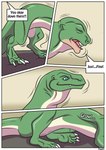 blue_eyes claws comic dialogue earhole english_text fangs feral green_body green_scales growth hi_res inside lizard male mid_transformation nude offscreen_character reptile rex_equinox scales scalie snout snout_growth solo speech_bubble teeth text transformation white_body white_scales