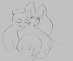 2023 absurd_res anthro areola big_areola big_breasts big_nipples breast_grab breasts digital_drawing_(artwork) digital_media_(artwork) duo eyes_closed female female_anthro fingers floppy_ears generation_4_pokemon grey_background groping_from_behind hand_on_breast hi_res huge_breasts interspecies lagomorph leporid long_ears looking_at_another lop_ears lopunny male male/female mammal mouth_closed nintendo nipples pokemon pokemon_(species) pokephilia rabbit simple_background sketch smile themercart