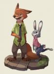 2016 anthro canid canine clothing digital_media_(artwork) disney duo female fox full-length_portrait fur grey_background hi_res judy_hopps lagomorph leporid male mammal nick_wilde portrait rabbit red_fox samidaro simple_background standing true_fox zootopia